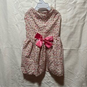 Floral Dog Dress with Pink Bow | Size L (55% Cotton)